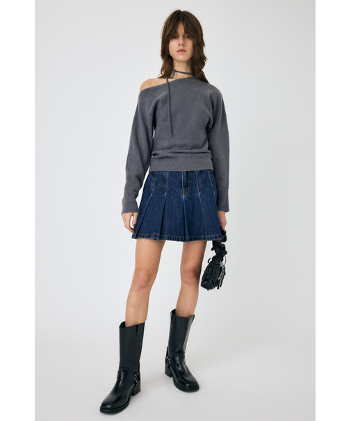 PLEATED デニムミニスカート