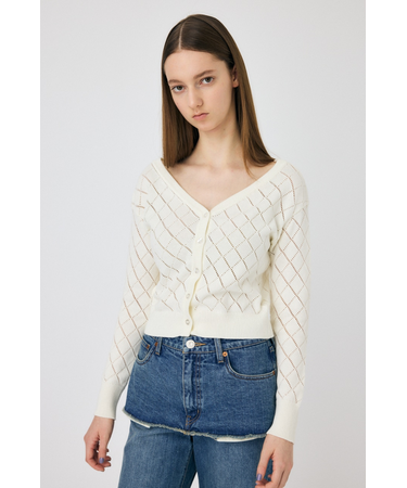 EYELET ニットカーディガン