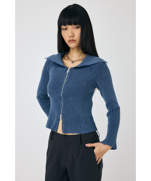 BIG COLLAR ZIP UP ニットトップス｜マウジーの通販｜&mall（アンド