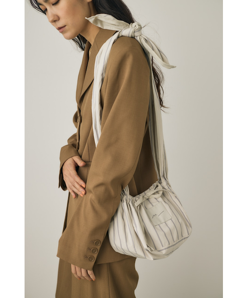 ストライプ巾着ミニバッグ　オーガニックコットン使用