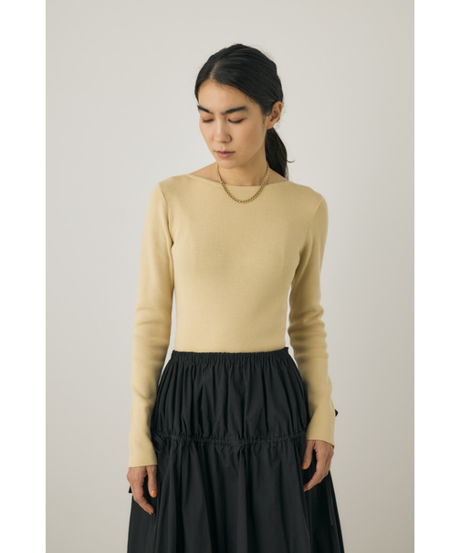 バックオープンニットボディスーツ オーガニックコットン×再生繊維混