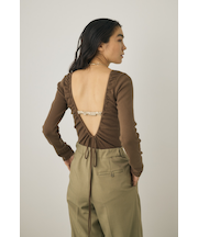 バックオープンニットボディスーツ オーガニックコットン×再生繊維混