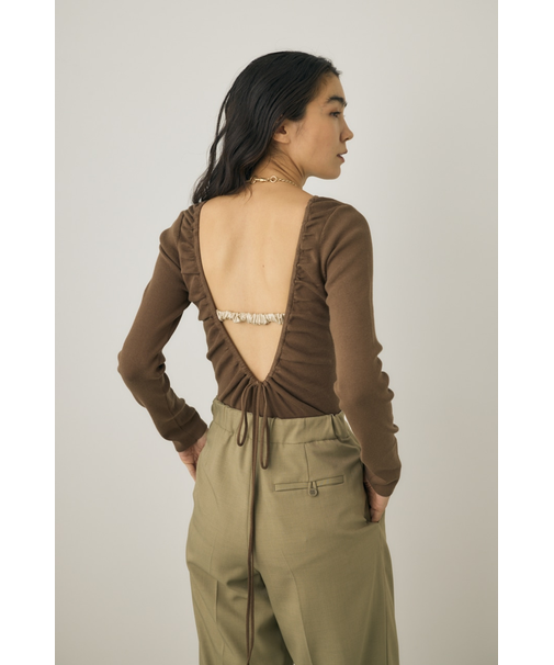 バックオープンニットボディスーツ　オーガニックコットン×再生繊維混