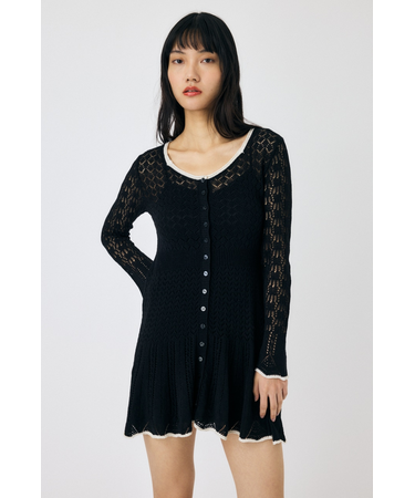 EYELET LACE KNIT ミニドレス