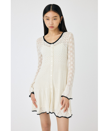 EYELET LACE KNIT ミニドレス