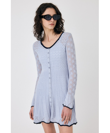 EYELET LACE KNIT ミニドレス