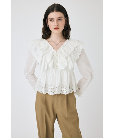 EYELET RUFFLE ブラウス