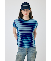 ROLL SLEEVE マルチストライプ TEE