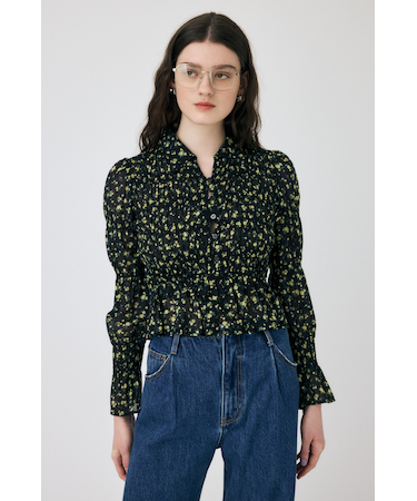 SHIRRING FLORAL フィットシャツ