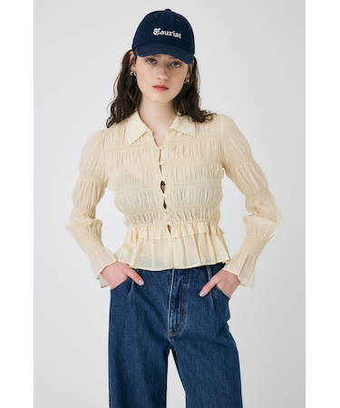 SHIRRING FLORAL フィットシャツ
