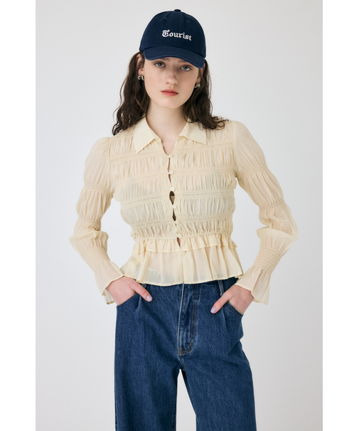 SHIRRING FLORAL フィットシャツ
