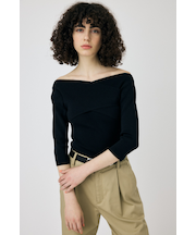 CROSS OFF SHOULDER ニットトップス