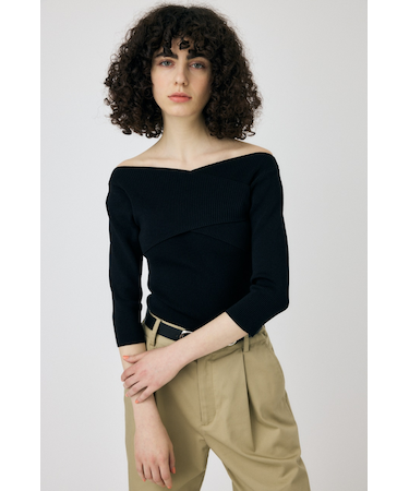 CROSS OFF SHOULDER ニットトップス