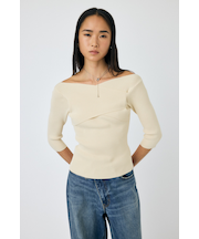 CROSS OFF SHOULDER ニットトップス