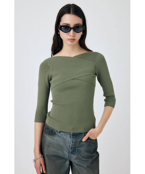 CROSS OFF SHOULDER ニットトップス