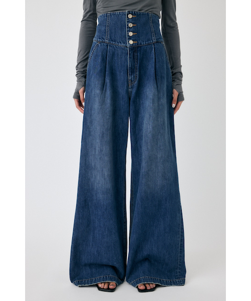 マウジー CORSET DESIGN BAGGY コルセットバギー サイズ1 MOUSSY CORSET DESIGN BAGGY BLU -ファッション通販 FASHION WALKER