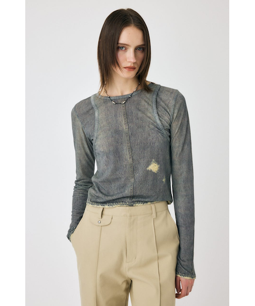 DENIM PRINT TRANSPARENT ロンT