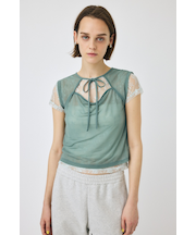 LACE LAYERED OPEN NECK トップス