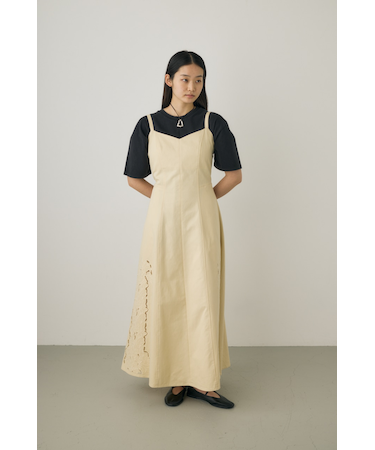 カットワーク刺繍キャミソールワンピース　オーガニックコットン使用