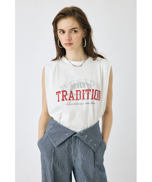 OVERLAPPING LOGOS ノースリーブ TEE