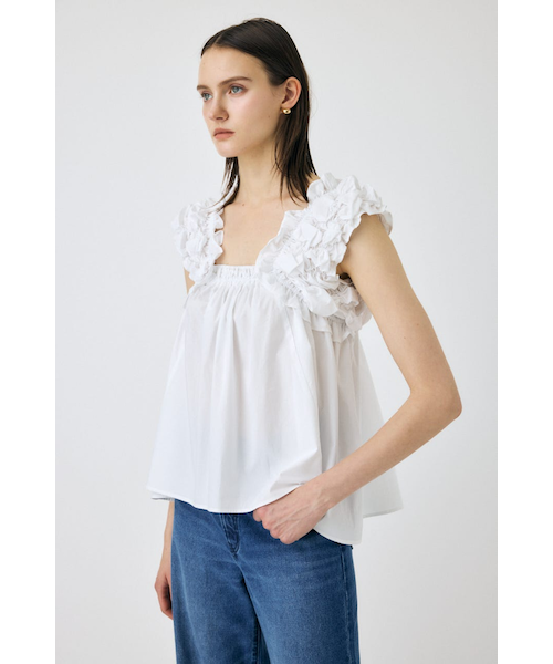 SHOULDER FRILLS トップス BLK 新品 SHOULDER FRILLS トップス｜マウジーの通販｜&mall（アンド