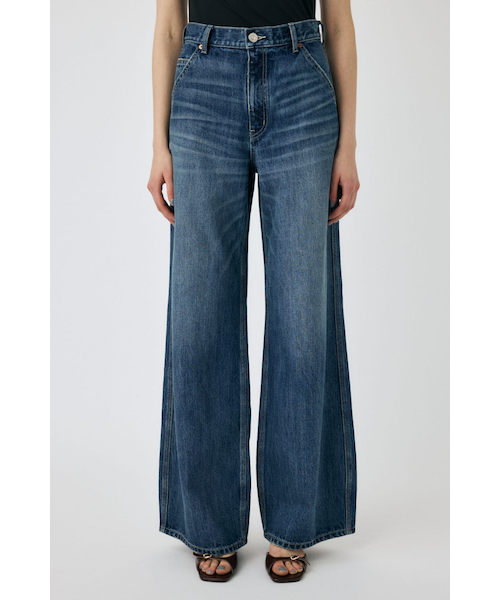 MOUSSY PAINTER WIDE ストレートデニム BLACK BY MOUSSY | wide painter pants (ストレート ) |SHEL