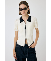 ZIP UP RIB KNIT H／S シャツ