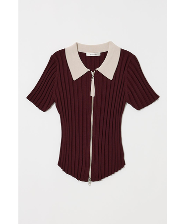 ZIP UP RIB KNIT H／S シャツ