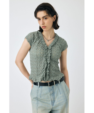 RUFFLE LACE ノースリーブトップス