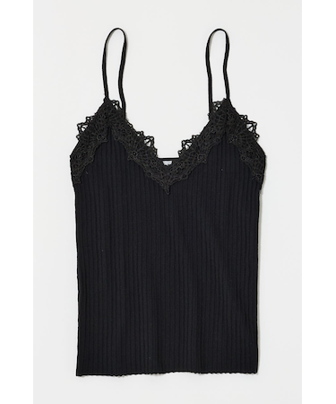 LACE TRIM RIB キャミソール