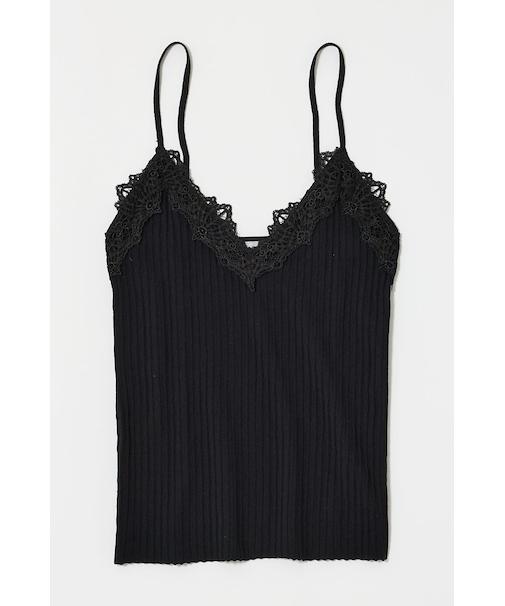 LACE TRIM RIB キャミソール