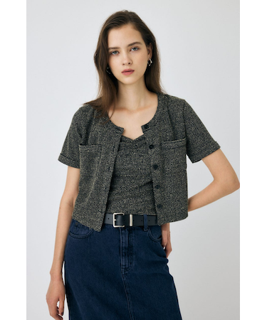 BOUCLE TWEED ハーフスリーブカーディガン