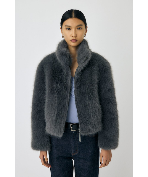 MOUSSY FAUX FUR STAND COLLAR ジャケット 先行予約特典対象商品】F／FUR STAND COLLAR ジャケット