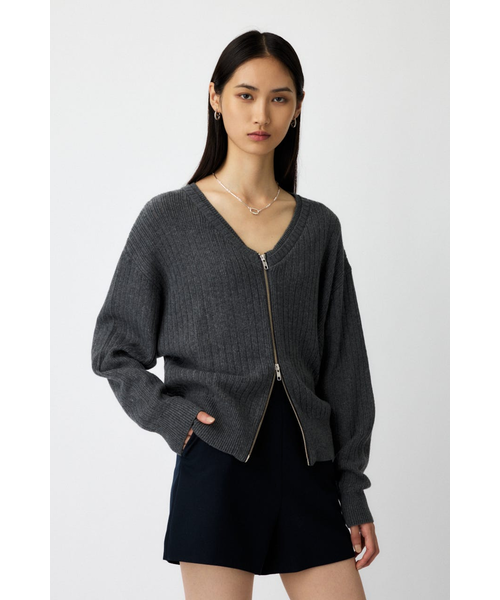 ZIP UP KNIT カーディガン｜マウジーの通販｜&mall（アンドモール