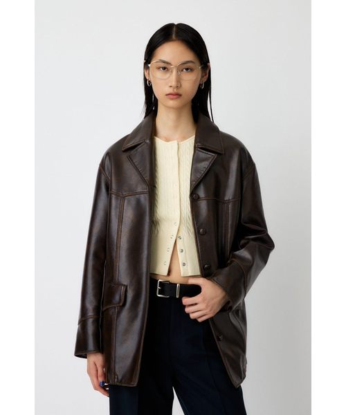 moussy コート 革 黒 【新品 未使用】 先行予約特典対象商品】F／LEATHER 70s HALF コート｜マウジーの
