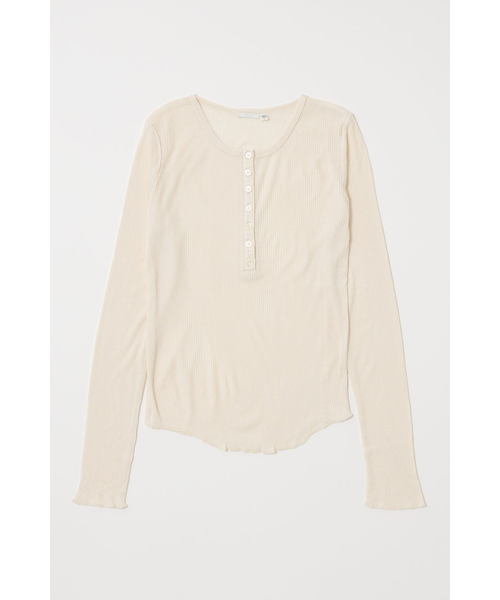 BAPE MOUSSY Henry Neck L/S ホワイト ロンT HENRY NECK LONG