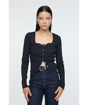 FRONT BUTTON LACY ロングスリーブトップス