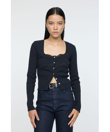 FRONT BUTTON LACY ロングスリーブトップス