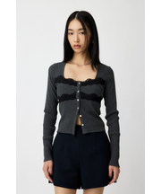 FRONT BUTTON LACY ロングスリーブトップス