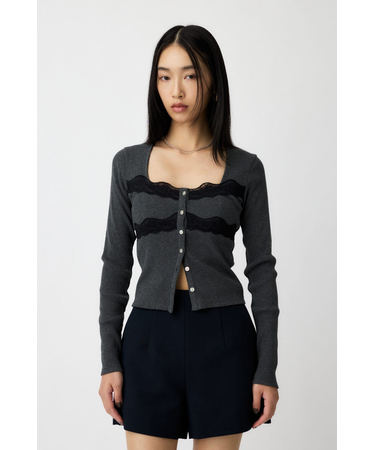 FRONT BUTTON LACY ロングスリーブトップス