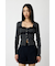 FRONT BUTTON LACY ロングスリーブトップス