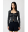 FRONT BUTTON LACY ロングスリーブトップス