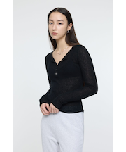 SHEER HENRY NECK ニットトップス