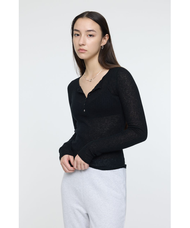 SHEER HENRY NECK ニットトップス