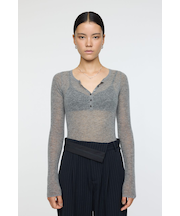 SHEER HENRY NECK ニットトップス
