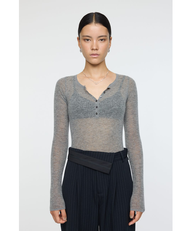 SHEER HENRY NECK ニットトップス