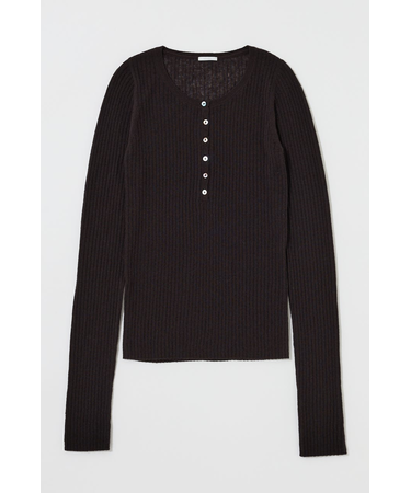 SHEER HENRY NECK ニットトップス
