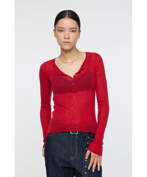 SHEER HENRY NECK ニットトップス