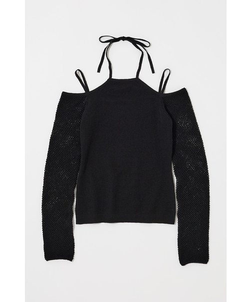 OPEN SHOULDER HALTER ニットトップス