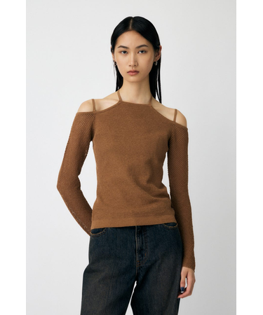 OPEN SHOULDER HALTER ニットトップス